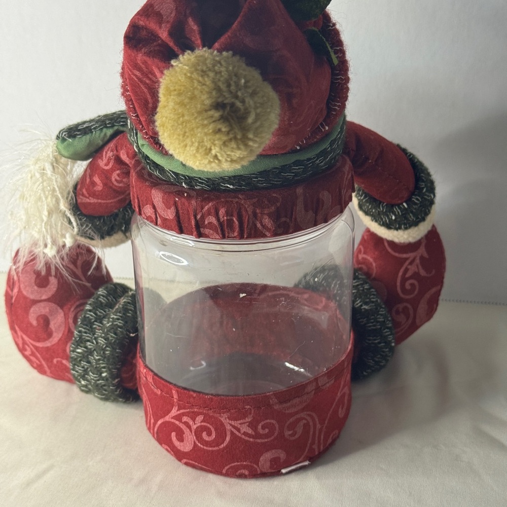 Snowman Candy Jar Christmas Plush Container Red Green Holiday Decor‎ Cute Gift - Picture 3 of 6